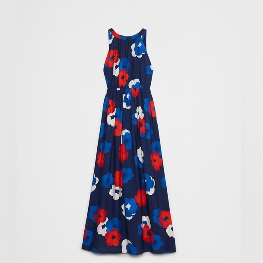 Banana Republic HALTER MIDI DRESS Painted Floral Small New Without Tags